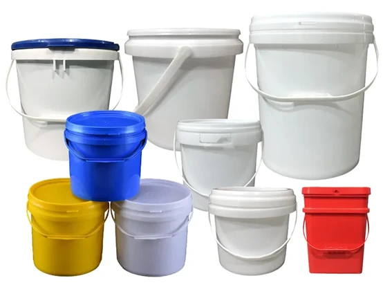 Different sizes and shapes of sustainable plastic buckets for household use Different sizes and shapes of sustainable plastic buckets for household use